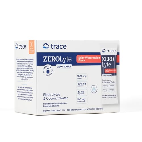 Trace Minerals ZeroLyte Salty Watermelon Flavor - Sugar Free Electrolyte Drink Mix - Supports Hydration, Energy, Stamina - Ancient Sea Salt, Full Spectrum Minerals, Coconut Water - 30 Packets