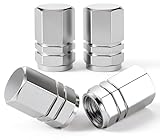 MEAJOO 4PCS Tire Valve Stem Caps, with Rubber O-Ring, Corrosion Resistant Leak-Proof,...