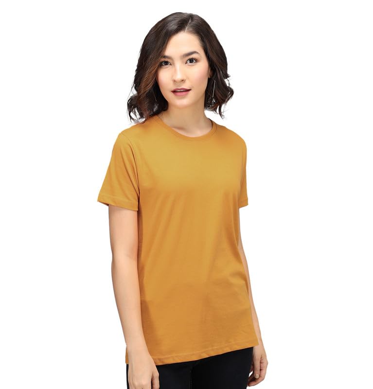 Image of Sleepynuts Women Boyfriend Plain Round Neck Half Sleeve T-Shirt