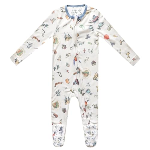 Image of Copper Pearl Zip-Up Footie Baby Pajamas: Ultra-Soft Boys & Girls Pajamas, Premium Knit Fabric in Stylish Prints, Tag-Free with Two-Way Zipper, Sized Newborn to 24 Months, Wizarding World