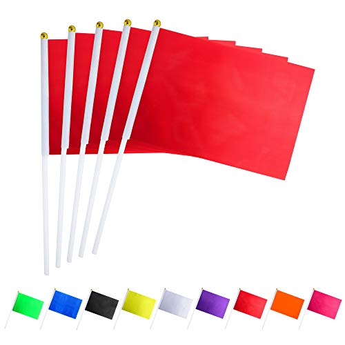 Consummate 25 Pack Solid Red Flag Small Mini Plain Red DIY Flags On