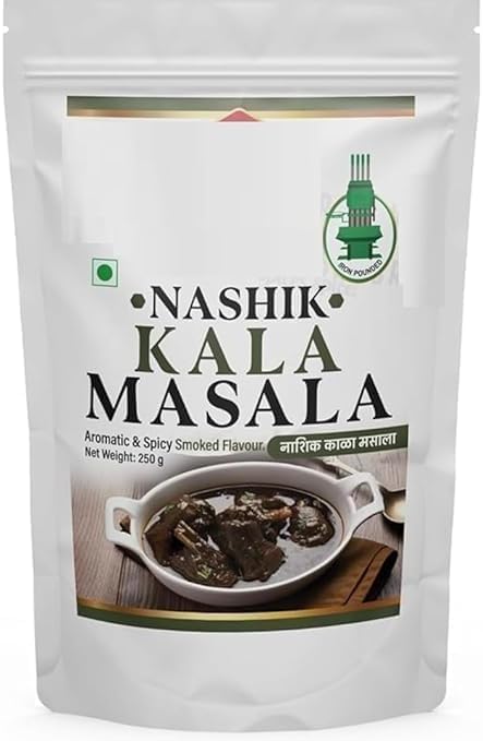 Nashik Kala Masala Smokey Flavour, Spicy Masala, 20 Hand Picked Ingredients| Iron Pounded| Re-Usable Pouch Packaging (250GM)