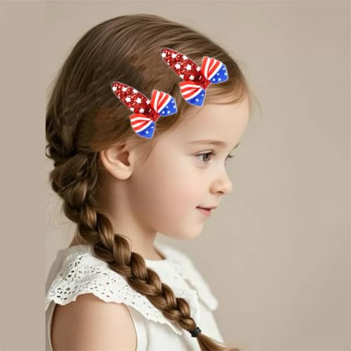 Pinzas de cabello patrióticas 6 piezas para niñas miniatura 3