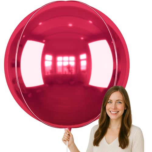 Image of 50 Inch Burgundy Red Round Foil Balloons 3pcs Large Mylar Balloons