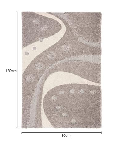Image of Microfiber Hand Woven Shaggy Carpet Collection with 2 inch Pile Height Carpet for Bedroom Size 3x5 feet coular Beige