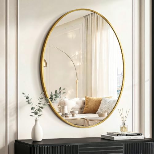 LAWADA Oval Bathroom Mirror for Wall, 24"x32" Gold Bathroom Vanity Mirror