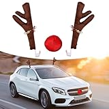 Sodcay Car Reindeer Antler Kit - Premium Christmas Holiday Decoration, Universal for Cars (Brown & Red)