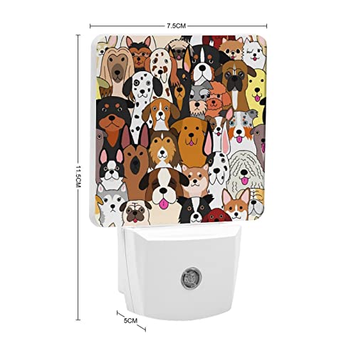 Acozuhse Led Night Lights Lamp With Dusk To Dawn Sensor, Doodle Dogs Colorful Background Night Lamp, Night Lights Plug Into Wall For Kids Room, Bedroom, Bathroom, Kitchen, Hallway #TOP1