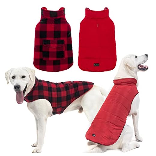 SCENEREAL Schenereal - Chaleco de Invierno para Perro, Reversible, cálido, Resistente al Viento, Impermeable, Chaleco de Navidad, para Perros pequeños, medianos, Grandes, Mascotas