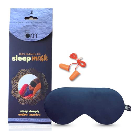Image of Friends of Meditation 100% Mulberry Silk Sleep Mask, Super Smooth Sleep Mask and Blind Fold (Purple) with Free Ear Plug (Navy blue)