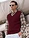 JMIERR Sweater Vest Men Old Money Early Fall Fashion Causal Sleeveless Cable Knitted V Neck Vests Burgundy