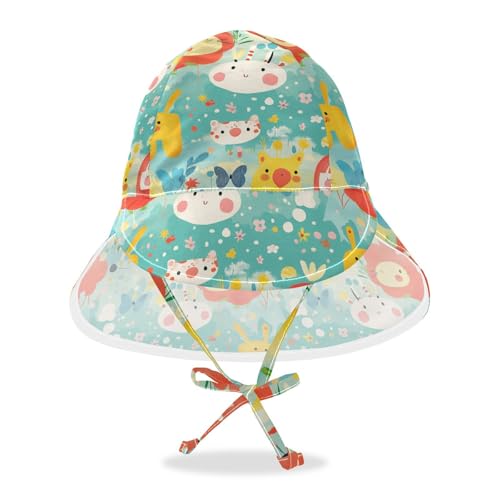 Cartoon Colorful Childish Funny Baby Sunhat Baby Boys' Beach Toddler Girl UV Protection Wide Brim Beach Essentials