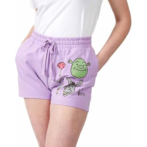 Shrek Donkey & Shrek with Mushrooms & Butterflies Women's Purple Sweat Shorts-XXL Cover