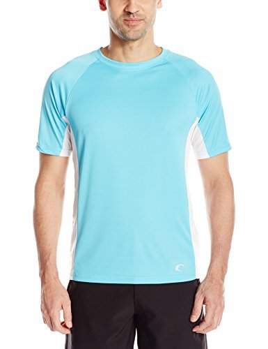 Teal Cove Men's Side Panel Short Sleeve Swim Tee with 20+ Upf Protection