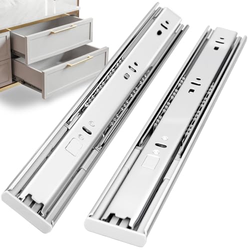 HLC glissiere pour tiroir 6 paires (12pcs), 50cm Glissières de tiroir à fermeture automatique douce, extension complète avec glissières à roulement à...