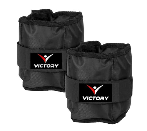 Image of VICTORY Ankle Weights for Legs | Adjustable Leg Weights | Extra Weight for Leg Exercise for Men & Women | Strength Training Weight for Walking, Running, Gym, Physical Therapy, Yoga (Black, 2 Kg)