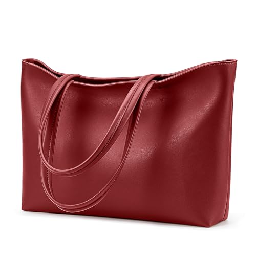 Image of KALIDI Tote Bag Zipper Shoulder Bag Faux Leather Purses Satchel for Women Casual Handbag Work Dating College