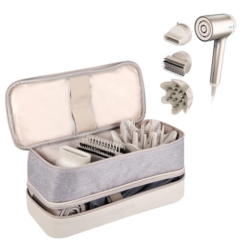 GENCAM Dwuwarstwowa torba do przenoszenia Shark Flexstyle, etui podróżne do Shark 430/440 Flexstyle, przenośna torba do przechowywania Shark Flexstyle/Dyson Airwrap Styler i załączniki, Jasnoszary,