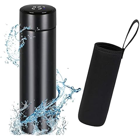 flintronic Travel Mugs, Insulated Water Bottle, 500ml LED Temperature Display Smart Water Cup, Stainless Steel Vacuum Drink Flasks, Hot&Cold Sport Drink Bottle for Cycling, Gym, Home, Office Cover
