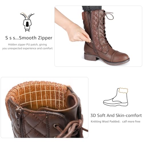 STQ Women's Combat Boots Mid Calf Winter Boots4