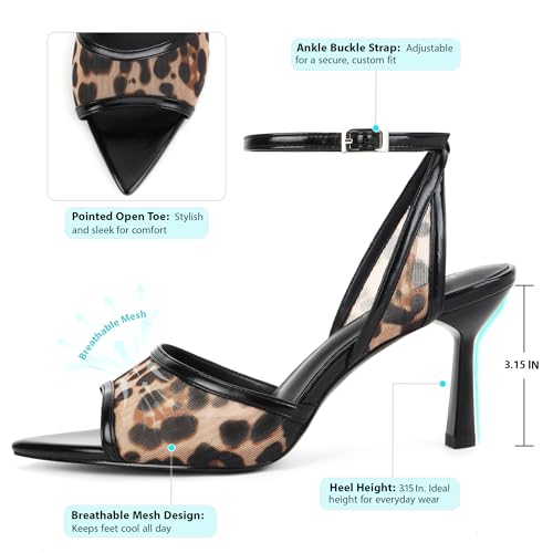Women's Mesh High Heels Sandals Pointed Open Toe Ankle Buckle Strap Stiletto Heels Dress Wedding Shoes2