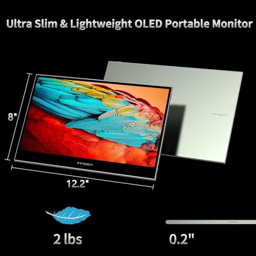 Image of INNOCN Portable OLED Monitor 13.3 inch 1080p 100% DCI-P3 1MS 100,0000:1 USB C Plug Play Second Travel Computer Display Mini HDMI Photo Video Editing for Laptop, MacBook PC Console