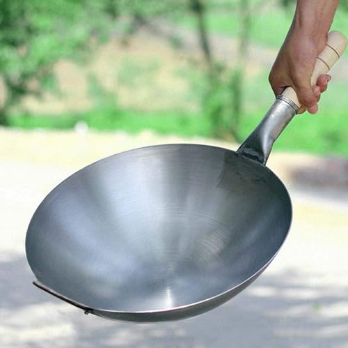 Wok de hierro fundido con mango de madera 36 cm miniatura 4