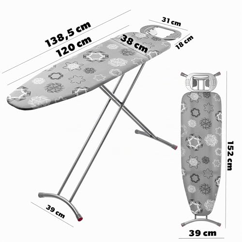 KADAX großes Bügelbrett 120x38cm - Stabiler Bügeltisch für Dampfbügelstation, klappbar...