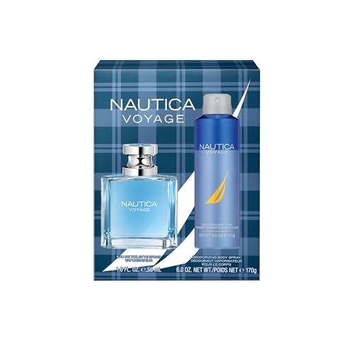 Nautica Voyage Eau de Toilette + Deo Body Spray Gift Set, Notes of Apple, Cedarwood, Mimosa, Men's Fragrance, Long Lasting, Everyday Fragrance - Image 2