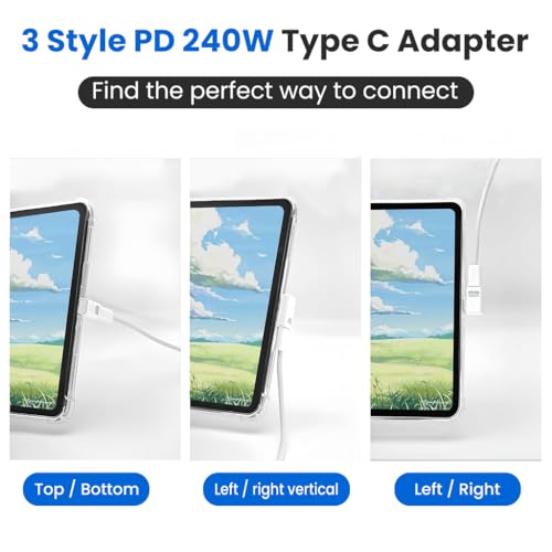 Image of Verilux 3 Style PD 240W Type C Adapters, 90 Degree Type C Male to Female Connector Supports 80Gbps High Speed Dat Sync & 8K@60Hz HD Output Compatible with Steam Deck, Thunderbolt 5 /4 /3, Switch 2 /1