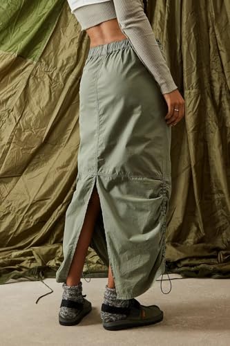 Women Cargo Skirt Drawstring Midi Skirt Long Skirt Summer Back Split Skirt3