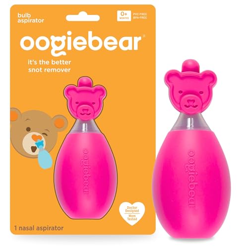 Image of oogiebear: Baby Nasal Aspirator - Safe Booger & Earwax Remover for Newborns, Infants, Toddlers - Better Syringe, Airtight Suction, Nose Sucker - Essential Baby Stuff, Diaper Bag Must-Haves, Pink