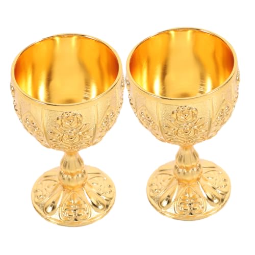 Luxshiny 2piezas Cáliz Medieval Vintage Copa De Vino Relieve Floral Copa Decorativa Para Bodas y Fiestas Cáliz Para Beber