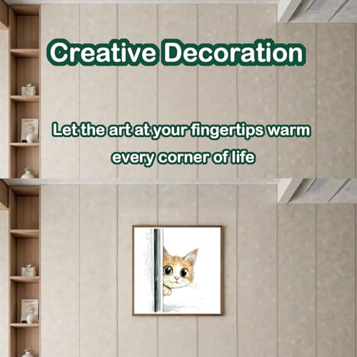 Image of Xinpinzhou Cute Cat 11ct Stamped Cross Stitch Kits for Adults, 12x12 in | Pre Printed 11 Count Cotton Fabric, Finished Embroidery Pattern is Elegant for Wall Decor, Easy Diy Hobby Craft for Women