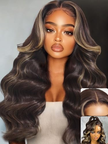 UNICE Chocolate Brown with Blonde 7x5 Lace Front Wigs Human