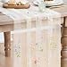 Artoid Mode Wildflower Floral Milky White Gauze Embroidery Table Runner 120 Inch 10FT, Tulle Seasonal Spring Kitchen Dining Table Decor for Home Party