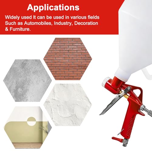Image of Texture Drywall Sprayer,Air Hopper Spray Paint Guns with 1.5 Gallon Hopper, Includes 3 Nozzles (4.0mm /6.0mm /8.0mm), Air Texture Gun for Walls,Ceiling,Stucco Mud,Knockdow, Orange Peel (RED)