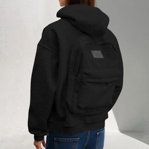 Creative Hoodie with Backpack, Zipper Travel Hoodie Sweaters for Women/Men Cardigan Lightweight with Pockets2