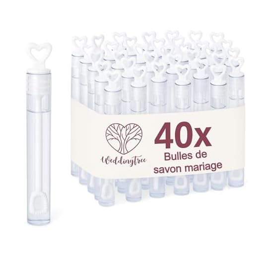 WeddingTree 48 flacons à bulles de savon - Avec tige en forme de cœur - Très mignon pour un mariage, baptême, anniversaire, noces d’or, fiançailles, Saint Valentin, fête - blanc