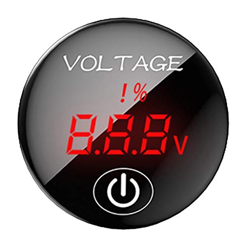D DOLITY DC 5V-48V LED Display Voltmeter Waterproof for Boat Marine Vehicle Motorcycle Truck ATV UTV Car Camper Caravan, Digital Round Panel - Red - Thumbnail 2