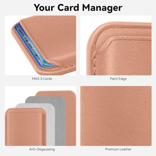 image for Amzone Stronger Magnetic RFID Leather Mag-Safe Card Holder for iPhone 