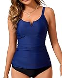 Picture of Dipinon Tankini Tops for Women Swimsuits Top Only Tummy Control Bathing Suit Top No Bottom (Available in Plus) Navy XL