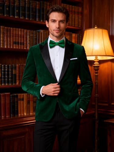 Image of Barry.Wang Velvet Mens Blazer Mardi Gras Sport Coat Brooch Regular Fit Tuxedo Peaked Lapel Suit Jacket Carnival Parade