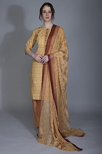 Image of DHRUVI TRENDZ Cotton Kurta Set With Dupatta For Women | Kurta Set For Women | Festive Kurta Set For Women | Regular Fit Kurta