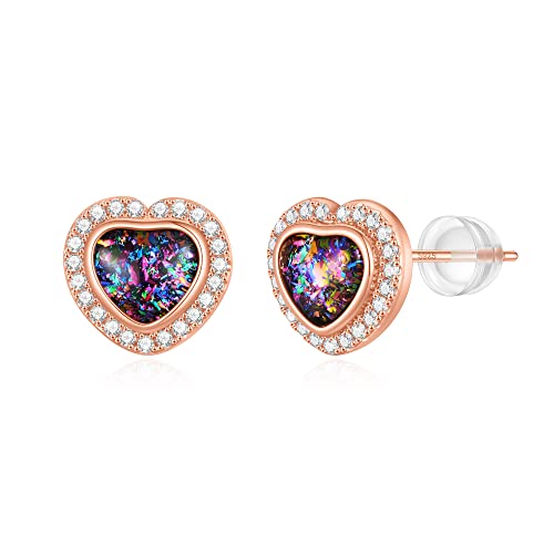 Heart Opal Earrings for Women, Hypoallergenic Earrings Opal Stud Earrings Gifts