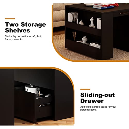 Coffee Table Sliding Top With Hidden Storage,Pull Out Coffee Table,Modern Coffee Table Hidden Compartment And Open Storage Shelf For Living Room,Black #TOP5