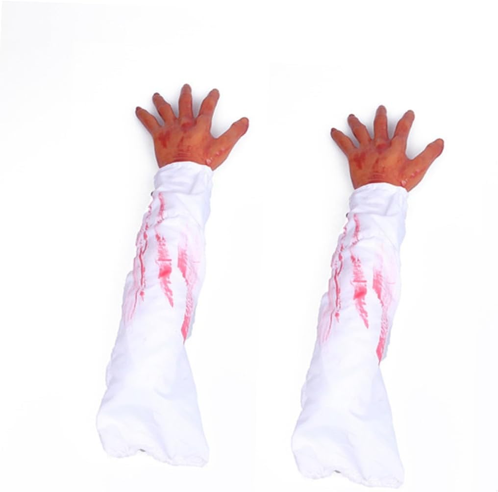LABRIMP Halloween Dead Hand Prop 1pc with Sleeves White Cover Cloth Haunted House Decoration image 3
