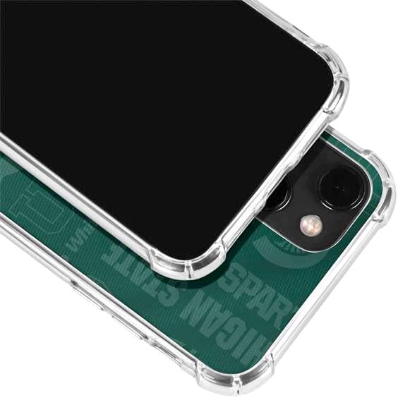 Skinit Clear Phone Case Compatible with iPhone 13 - Officially Licensed Michigan State University Jersey Split Design