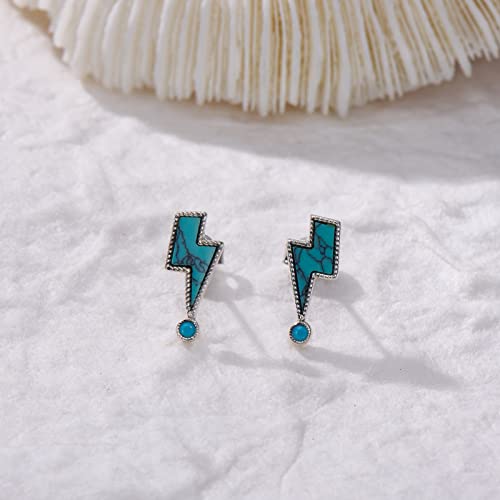 Lightning Bolt Earrings 925 Sterling Silver Turquoise Earrings Western Women Thunder Flash Stud Earrings For Women Girls #TOP1