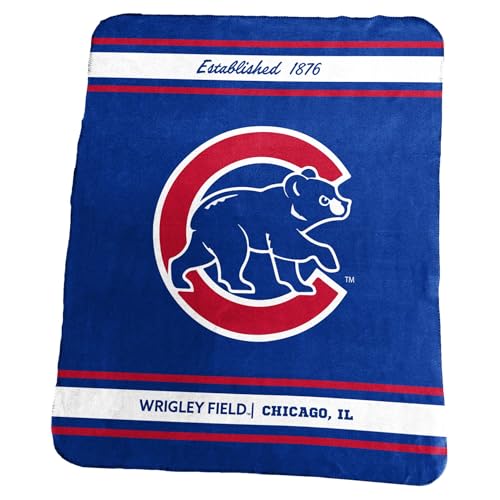 Logo Brands MLB Classic Fleece Throw Blanket - 50" x 60" (Chicago Cubs - Blue)